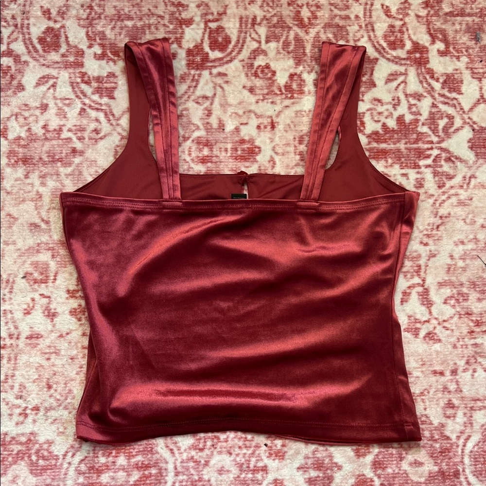 wild fable Burgundy Velvet Square Neck Cami - Picture 3 of 5